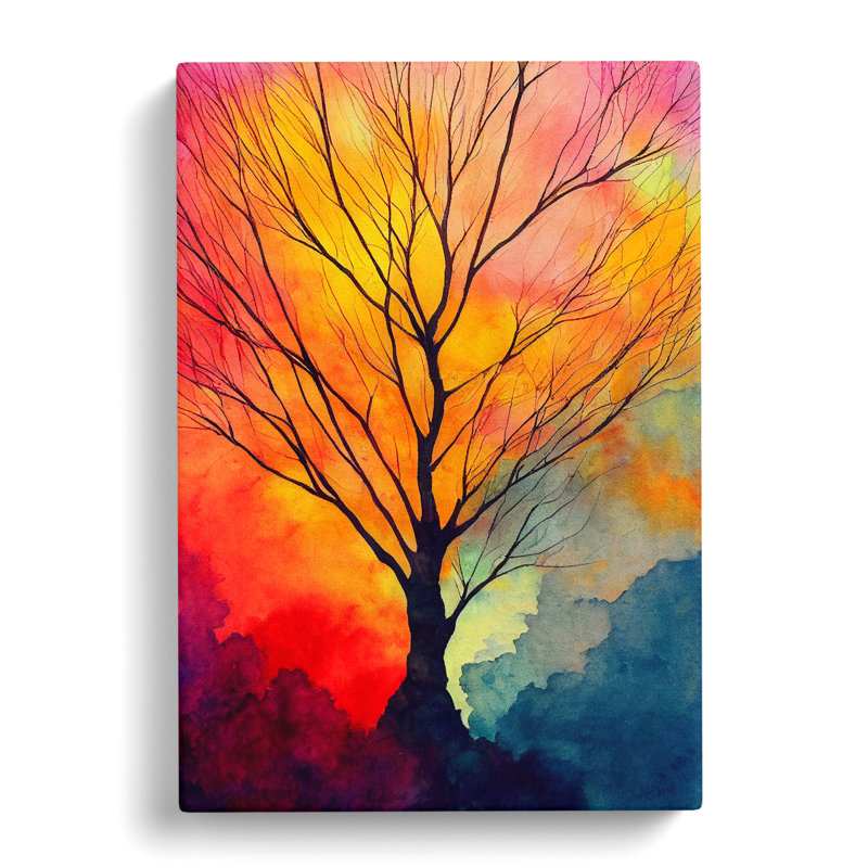 Wonderful Painted Tree No.1 - Wrapped Canvas Print, 76cm H x 50cm W x 3cm D