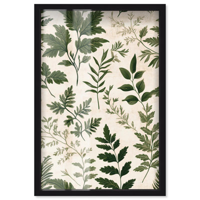 Décoration murale florale Olive Sprigs III par Art Remedy, cadre noir, 25 x 37