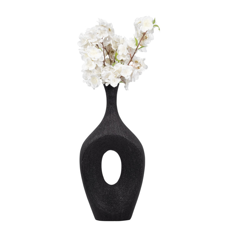 Ethean Decorative Stoneware Ceramic Vase with Sculptural Modern Silhouette and Textured Oval Body for Contemporary Display Appeal