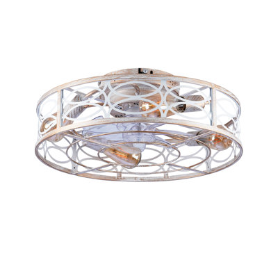 Ventilateurs de plafond en cage 20 "avec lumières et télécommande, ventilateur de plafond sans lame 6 vitesses avec télécommande, ventilateur de plafond encastré pour chambre à coucher, salon - ampoules non incluses