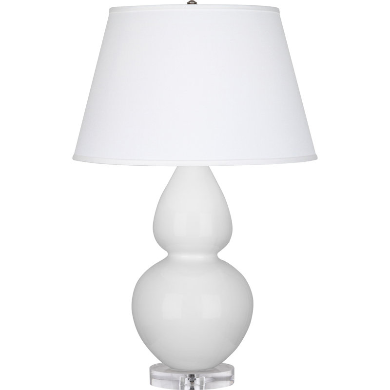 Double Gourd Table Lamp, Pearl, Daisy Glazed/Silver