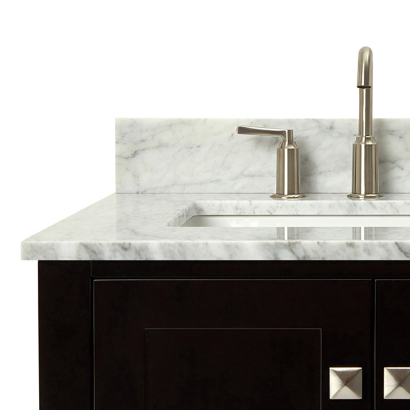 Flynt 37'' Single Bathroom Vanity with Carrara Marble Top, Espresso