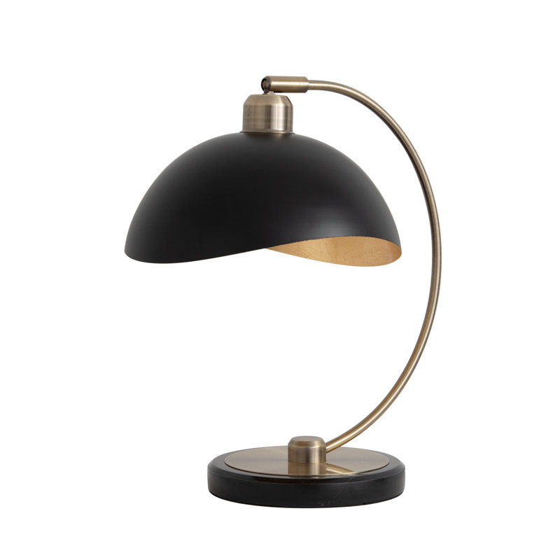 Mini lampe de table d'appoint Luna Bella - laiton patiné, noir mat, base en marbre noir, gradateur