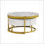 Table basse gigogne moderne avec tiroirs en blanc, parfaite pour les solutions de rangement compactes et élégantes.