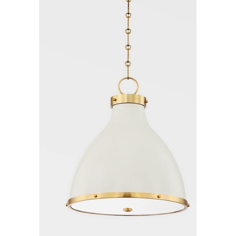 Aged Brass 3-Light Shaded Pendant with Metal Shade