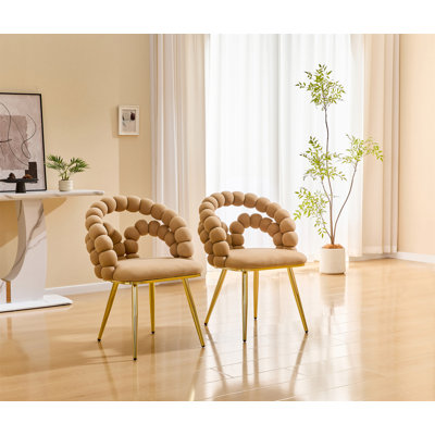 Modern Velvet Dining Chair with Bubble Back,2pc