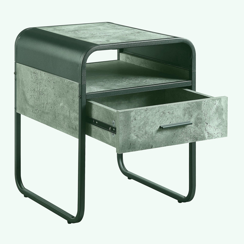 Table à tiroirs en béton gris et noir brillant
