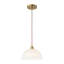 Vintage Large Single Light Dome-Shaped Striped Glass Pendant Light    -105813329