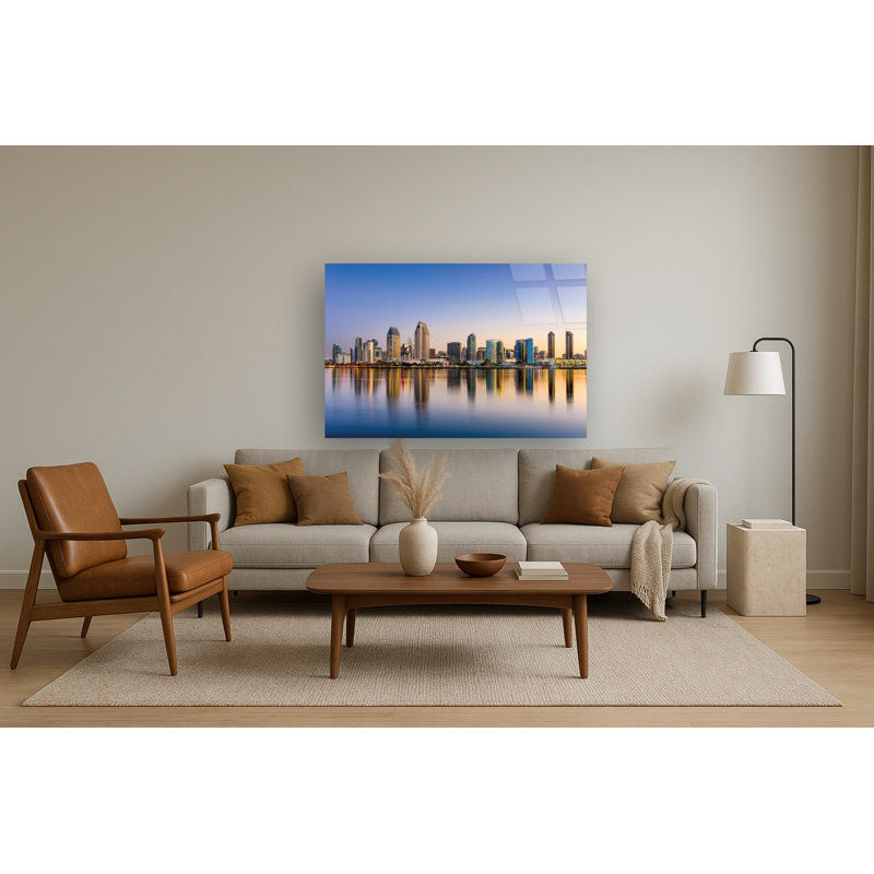 «San Diego Skyline», art mural en verre trempé sans cadre - 40 po x 60 po