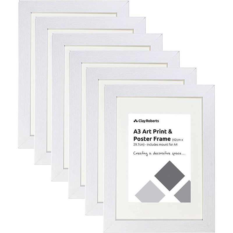 Picture Frame - Set of 6 with Mat, White