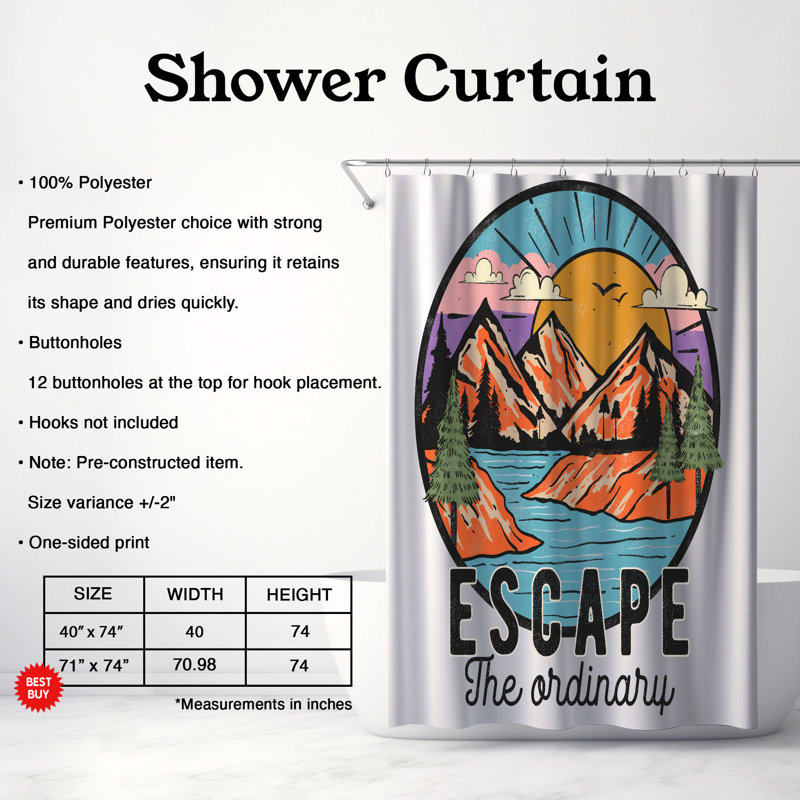 Rideau de douche 1 pièce Summit Bliss, H 74 po x l 40 po