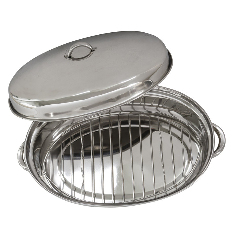 Stainless Steel Oval and Rectangular Roasting Set with Lids