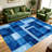 Modern Abstract Geometric Blue carpet-easy to clean, machine-washable, soft and comfortable; suitable for door mats, kitchens, living rooms, bedrooms, corridors, and laundry areas. Easy to clean, durable carpet for home decoration.-1663071157
