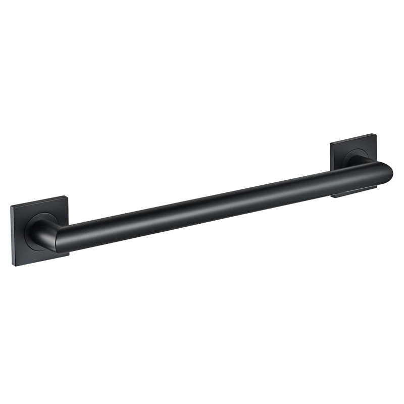 24" Wall-Mounted Crater Grab Bar - Matte Black, Premium Brass Construction, Installation Hardware Included, Matte Black