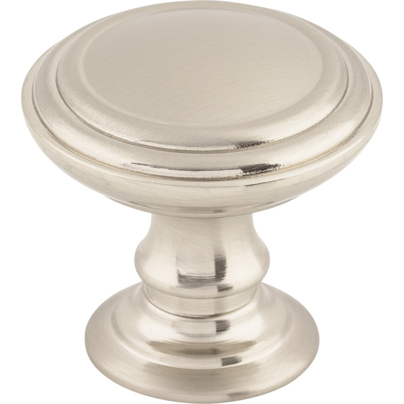 Reeded Round Knob, 1 1/2" Knob Diameter, Brushed Satin Nickel