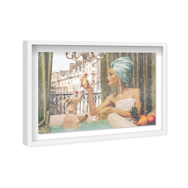 Oliver Gal Tropical Bath Fashion - Diamond Dust Shadowbox Framed Wall Art, 21.5" H x 31.5" W, White