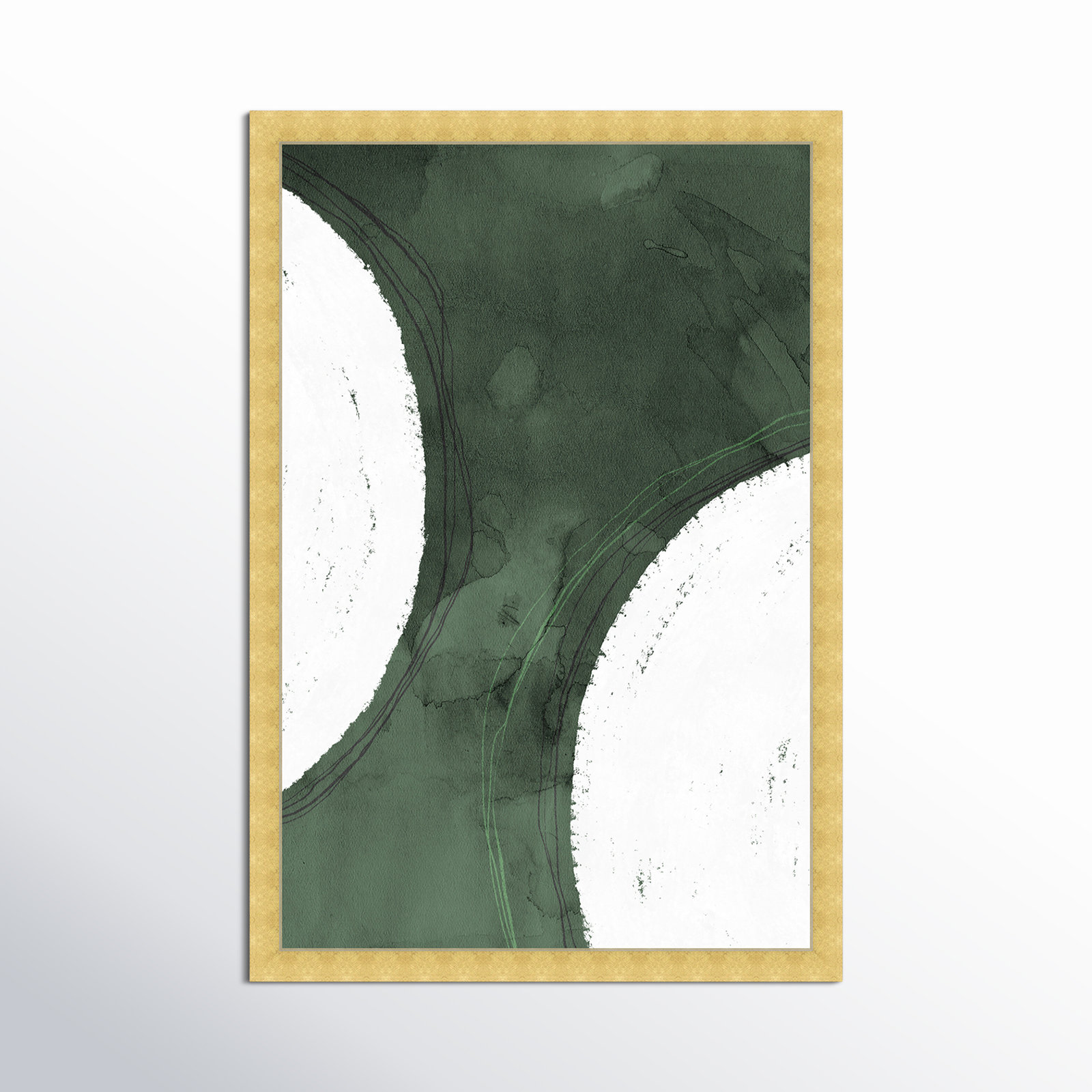 Green Moon Painting by Oliver Gal, 47" H x 32" W x 0.5" D, Gold