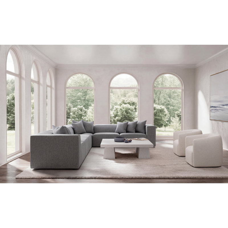Bernhardt Bliss 4-Piece Fabric Sectional, 28" H x 160.5" W x 123.5" D, Dark Gray Polyester Blend
