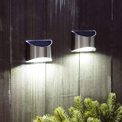 Silver 8cm H Solar Powered Integrated LED Frosted Glass Outdoor Bulkhead Light with Dusk to Dawn