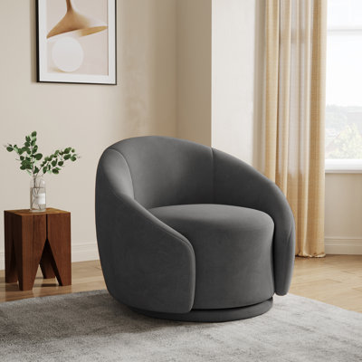 Fauteuil demi-tonneau pivotant rembourré Aunna