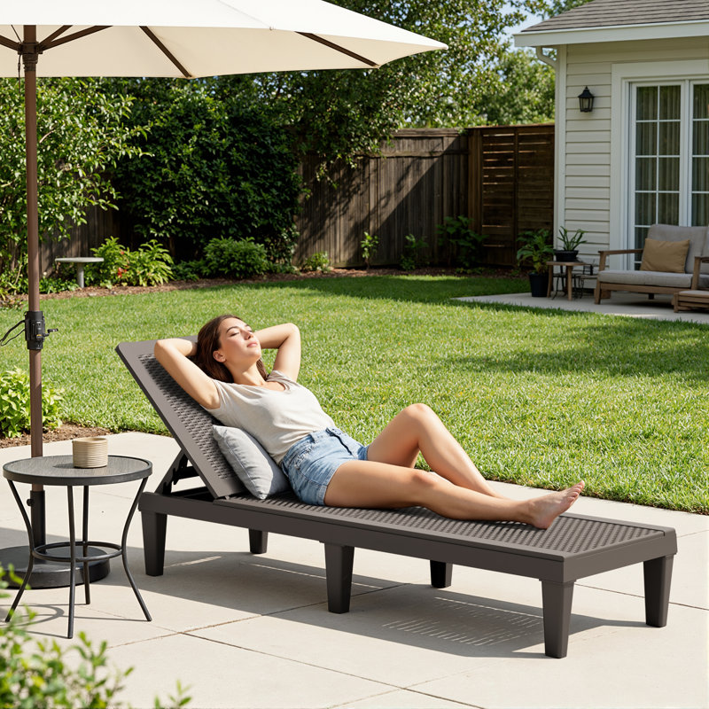 Tellie Outdoor Chaise Lounge, Dark Brown