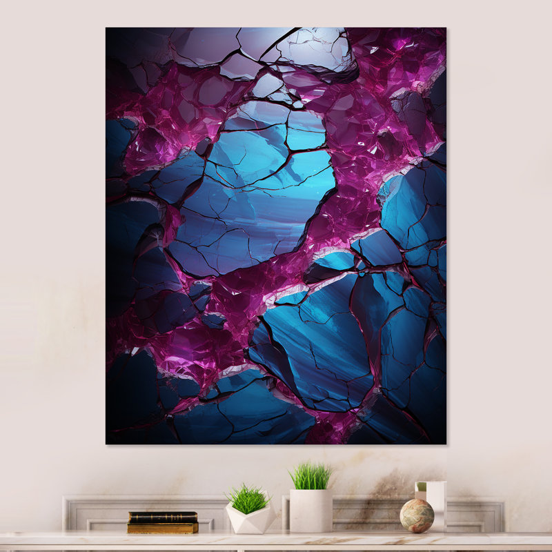 Bleu et mauve sans soudure Marble River III - décoration murale abstraite en métal, H 32 po x l 16 po x P 1 po