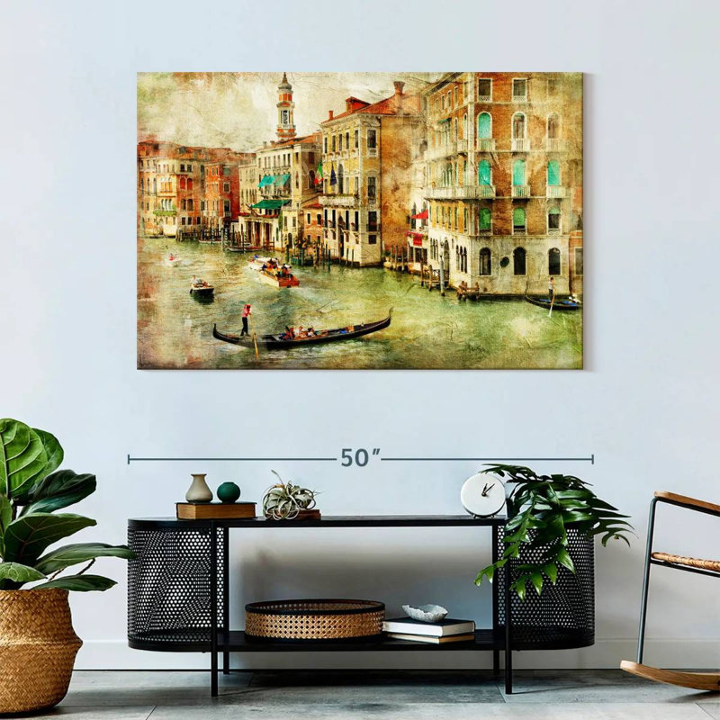Impression sur toile rétro de Venise, H 32 po x l 48 po x P 1,25 po