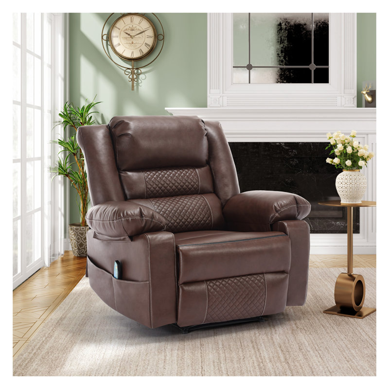 Fauteuil inclinable brun en cuir PU avec massage et vibration à 8 points pour un confort ultime, Brun