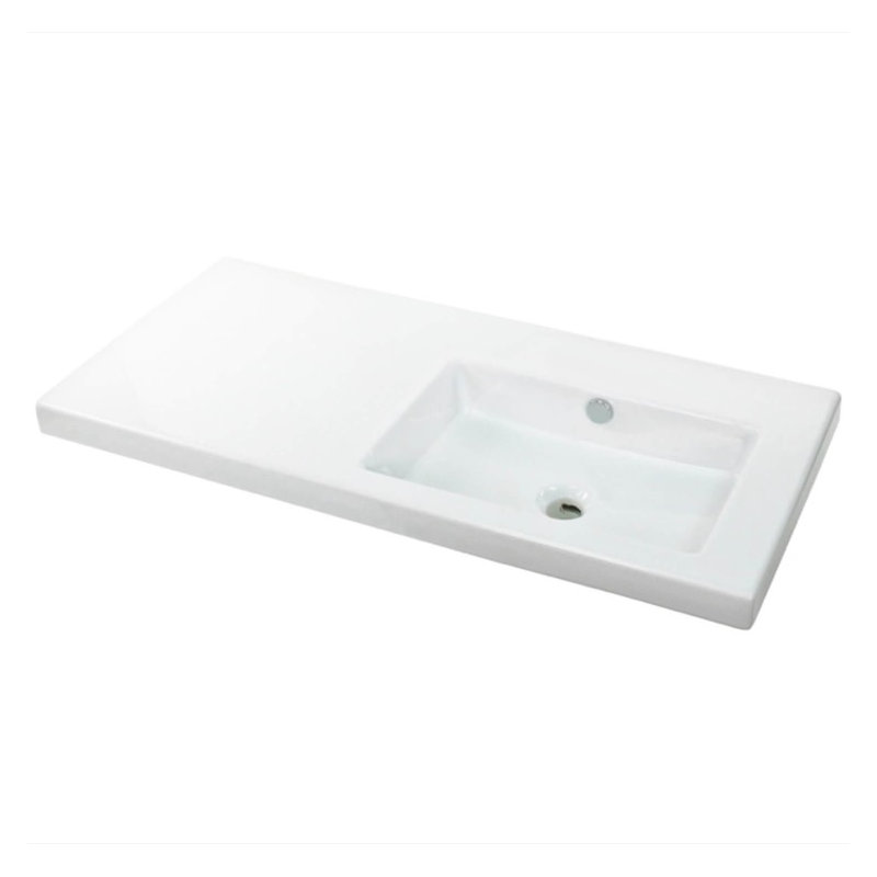 Ceramica Tecla By Nameeks Condal 17.72'' Glossy White Vitreous China Rectangular Bathroom Sink with Overflow, No Hole