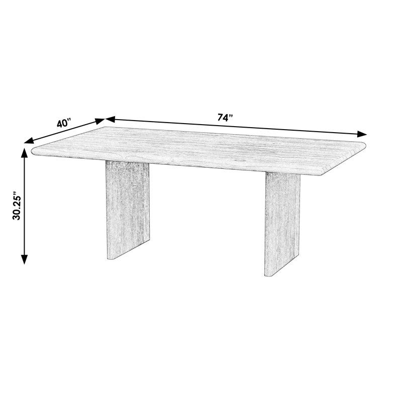 Soleil 74 in. W Rectangular Wood Panel Dining Table, Oak