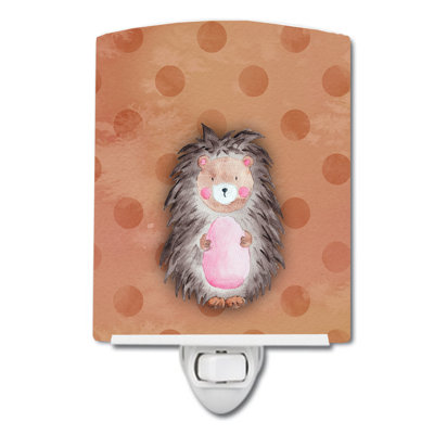 Polka Dots Hedgehog Ceramic Night Light