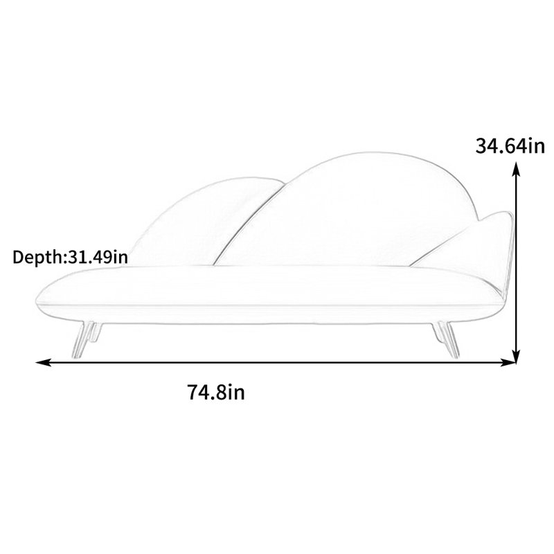Chaise longue rembourrée Minimalist, Accoudoir à gauche (vu de face), Bleu