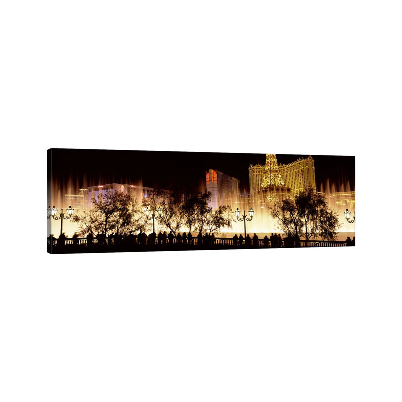 Hotels In A City Lit Up At Night, The Strip, Las Vegas, Nevada, USA #2 - Wrapped Canvas Panoramic Print