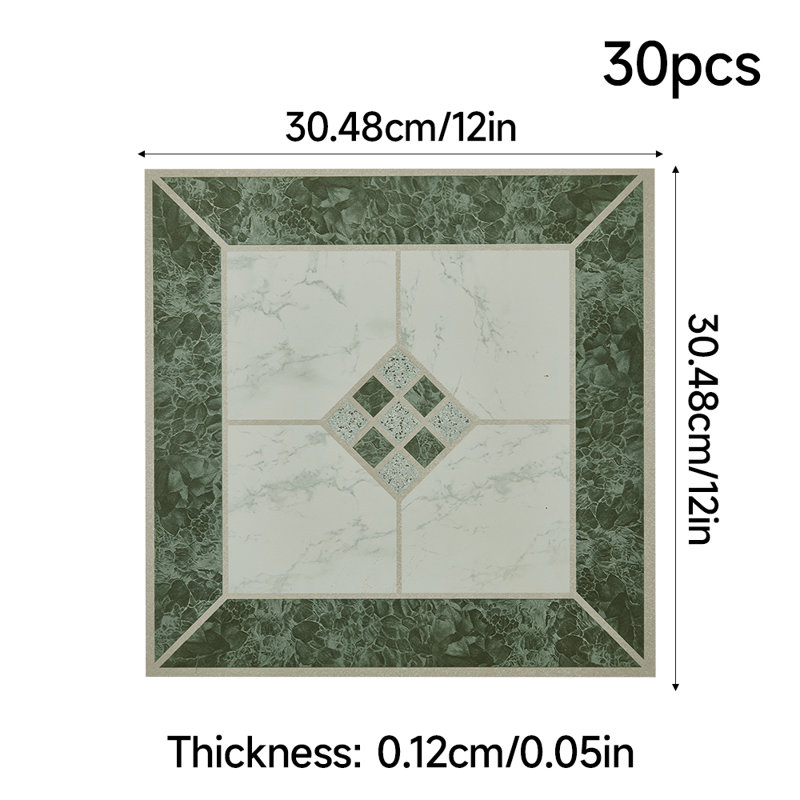 30Pcs Self-adhesive PVC Parquet Flooring Tiles Set, Green, Mosaic
