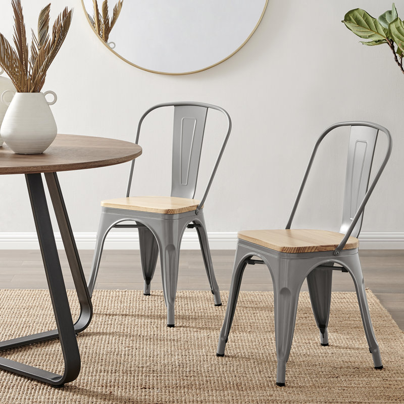 Chaise d'appoint empilable en métal Honora, Gris