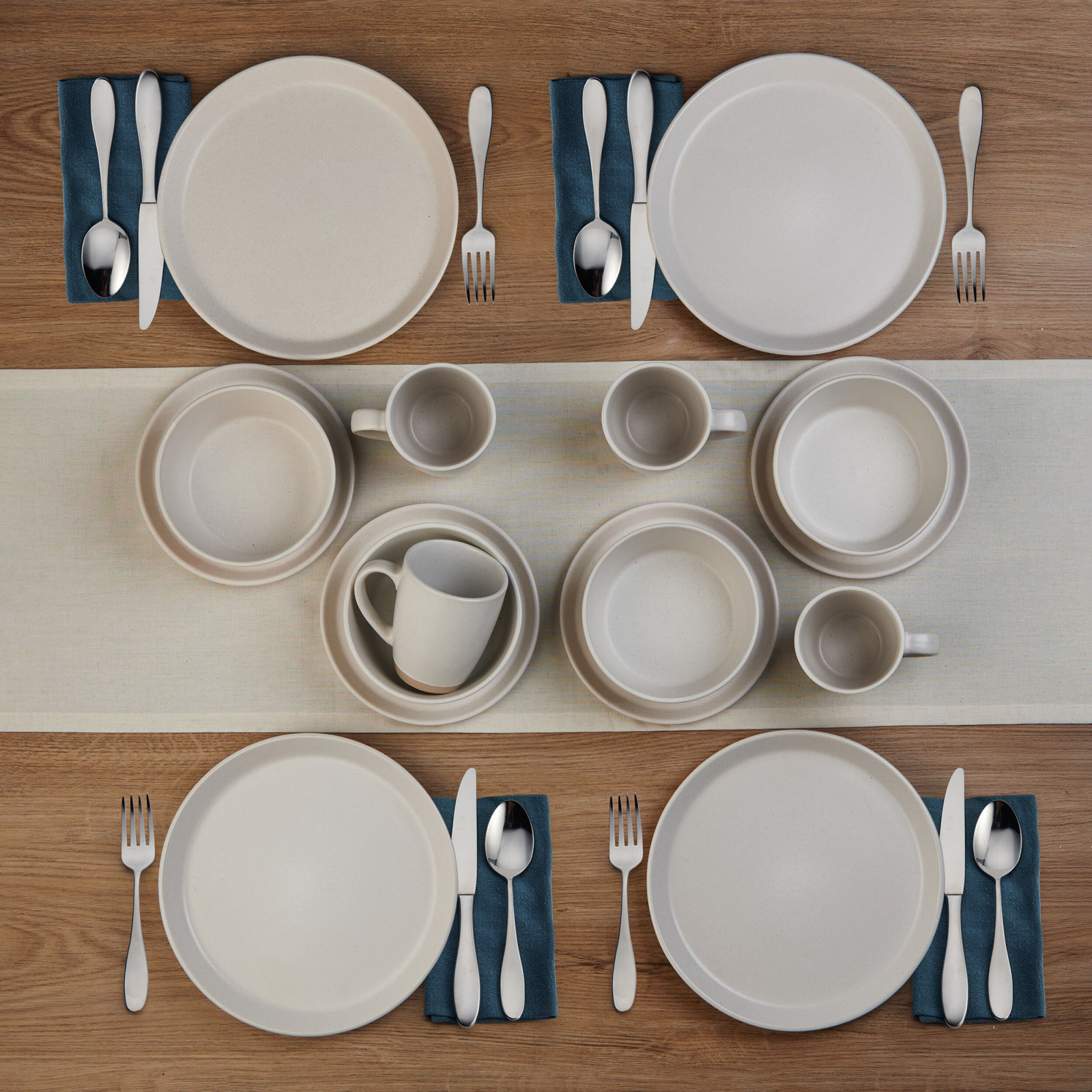 Pfaltzgraff Hudson 16-Piece Stoneware Dinnerware Set, Service for 4, Cream