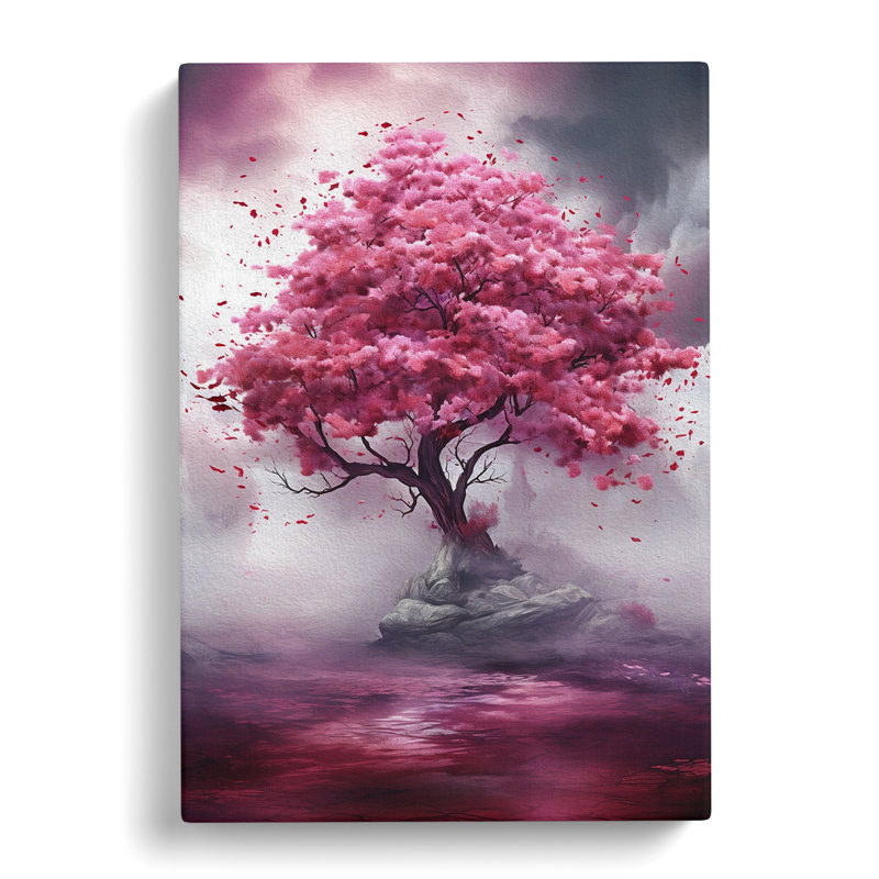 Cherry Blossom Tree Digital - Wrapped Canvas Print, 76cm H x 50cm W x 3cm D