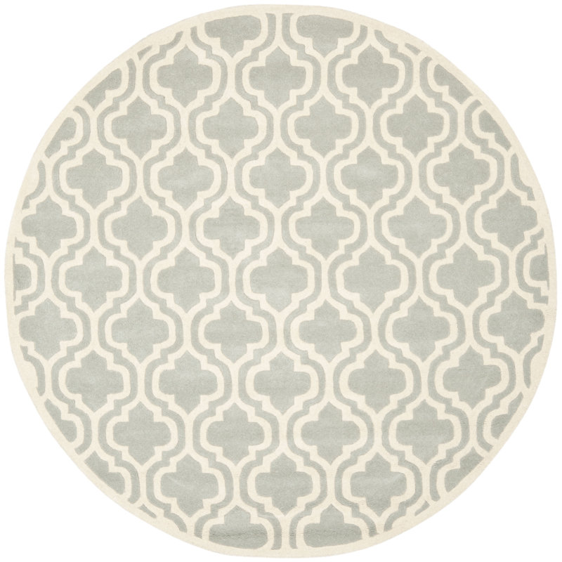 Carolene Hand Tufted Wool Geometric Rug, Round 7'