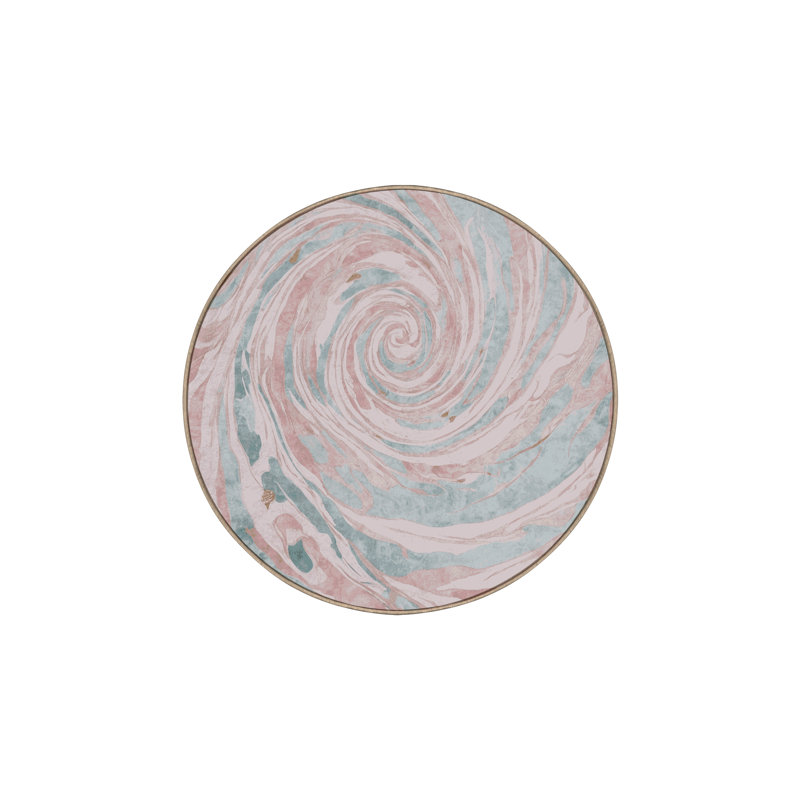Tapis beige lavable à la machine, Rond 6 pi