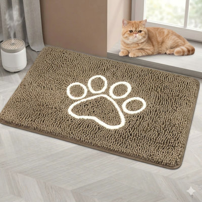 Highly Absorbent Entry Mat for Dogs, Measuring 30 by 20 Inches, Non-Slip Mat Designed for Muddy Paws, Machine-Washable Pet Rug That Captures Moisture and Debris, Suitable for Dog Crates and Pet Resting Areas