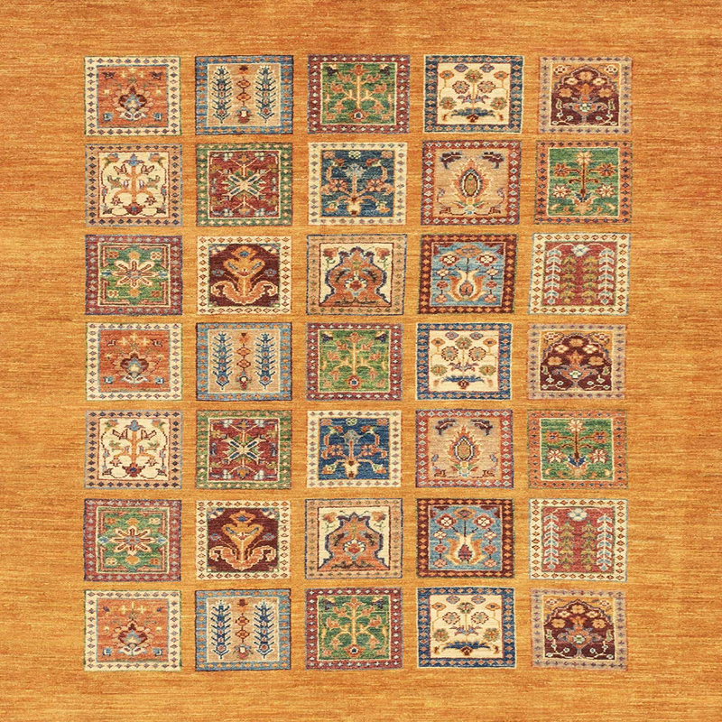 Tapis décoratif multicolore à motif abstrait, Carré 6 pi