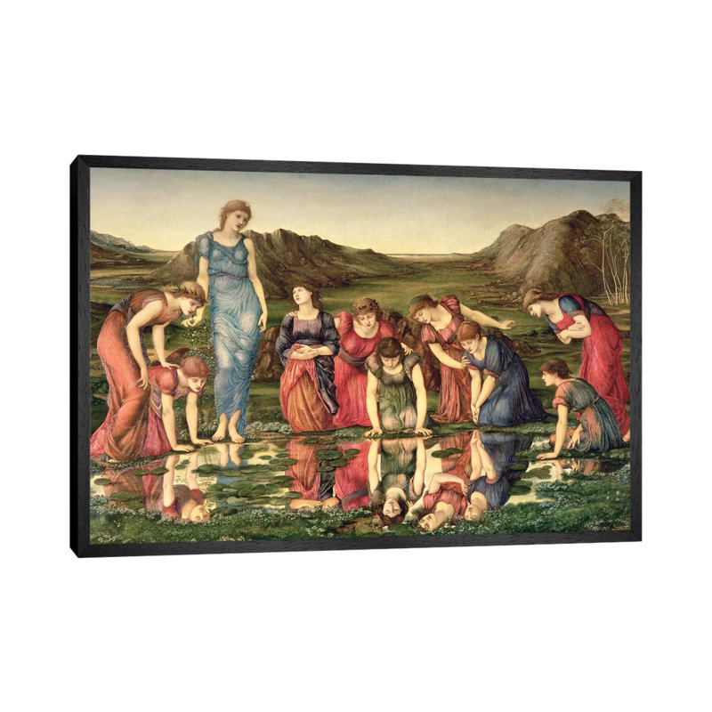 The Mirror Of Venus, 1870-76 by Edward Coley Burne-Jones - Painting on Canvas, Black Framed, 45.72cm H x 66.04cm W x 3.81cm D