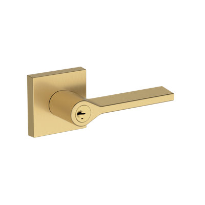Anaheim Hills Keyed Entry Lever with Contemporary Square Rose in Lifetime (PVD) Satin Brass