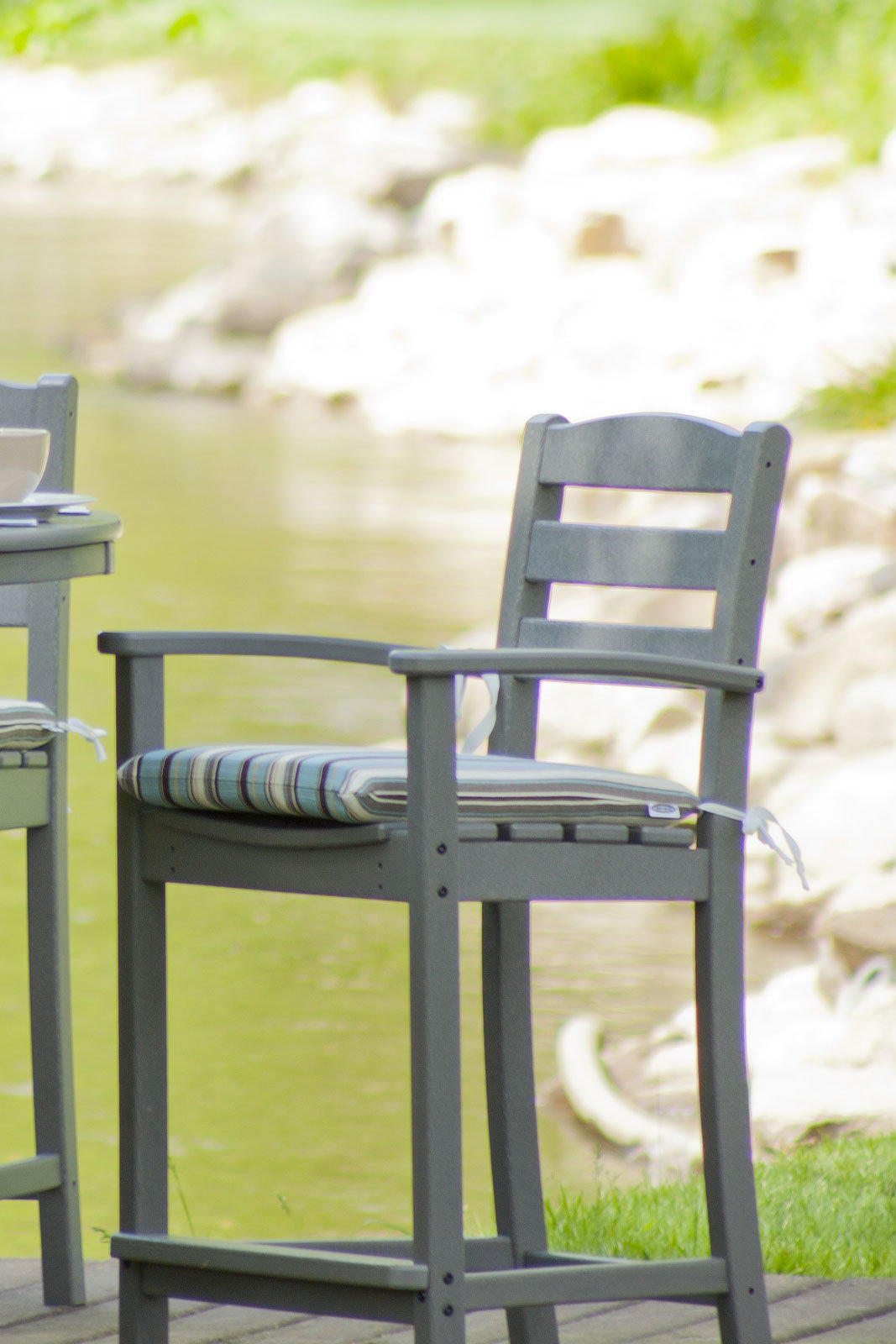 POLYWOOD® La Casa Café Arm Patio Bar Stool, Slate Gray, Bar Stool (30.13" Seat Height)