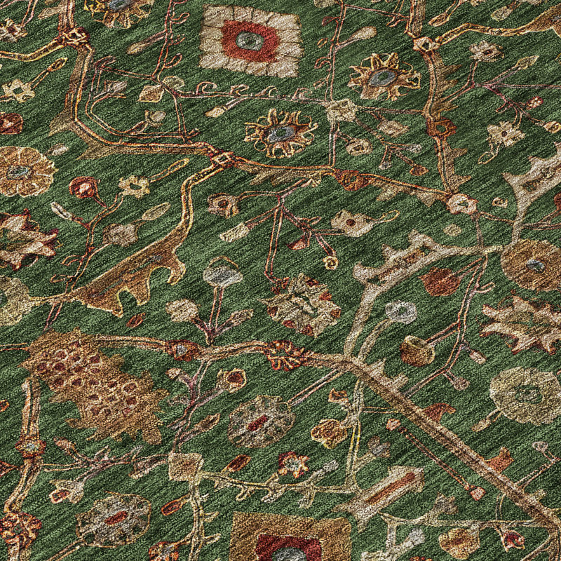 Emerald Flat Woven Synthetic Rectangular Rug 2'6" x 3'10"
