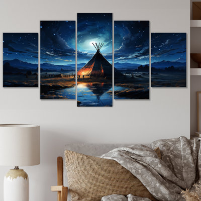 Bedwell - Native American Art Wall Decor - 5 Panels