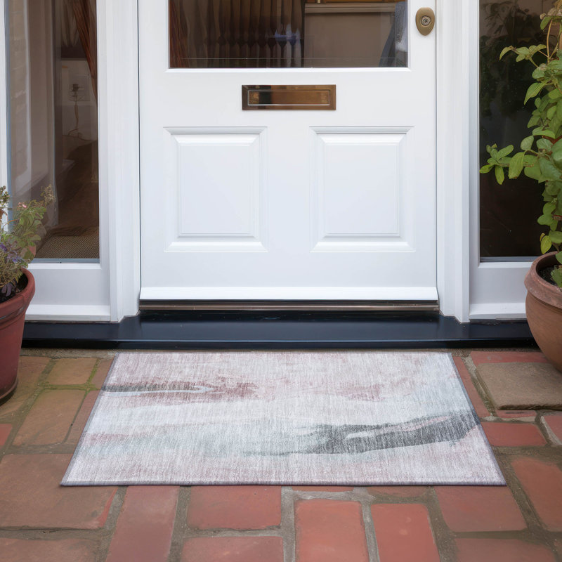 Tapis intérieur / extérieur lavable à la machine Xhevrie, Rectangle 1 pi 8 po x 2 pi 6 po