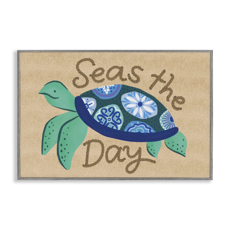 Seas The Day Turtle Giclee Art by Deborah Curiel, H 20 po x l 30 po, Estampe numérique Farmhouse