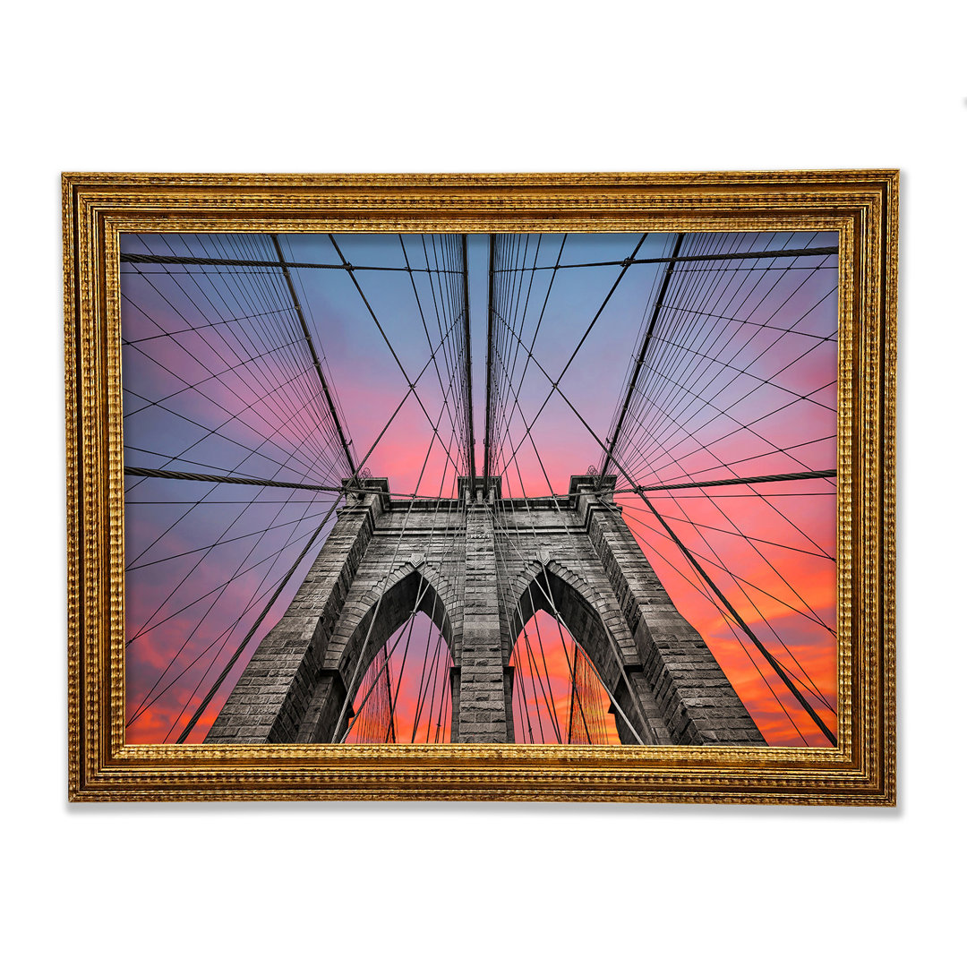 Feuerhimmel über der Brooklyn Bridge - Druck