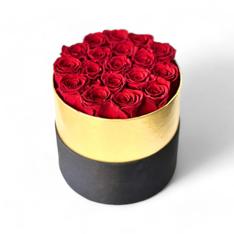 Arrangement floral rose en boîte